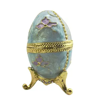 

Purple Faberge-Egg Hand Painted Jewelry Trinket Box Gift for Easter Home Decor