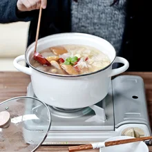Эмалированный горшок рагу суп горшок лапша затолщенная японская электромагнитная печь общая высокая термостойкая плита горячий горшок Сковорода