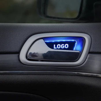 

12V Acrylic Inner Sticker 2PCS Car LED Door Handle Bowl Cover Trim Fit for Any Auto Model Car Interior Accessories