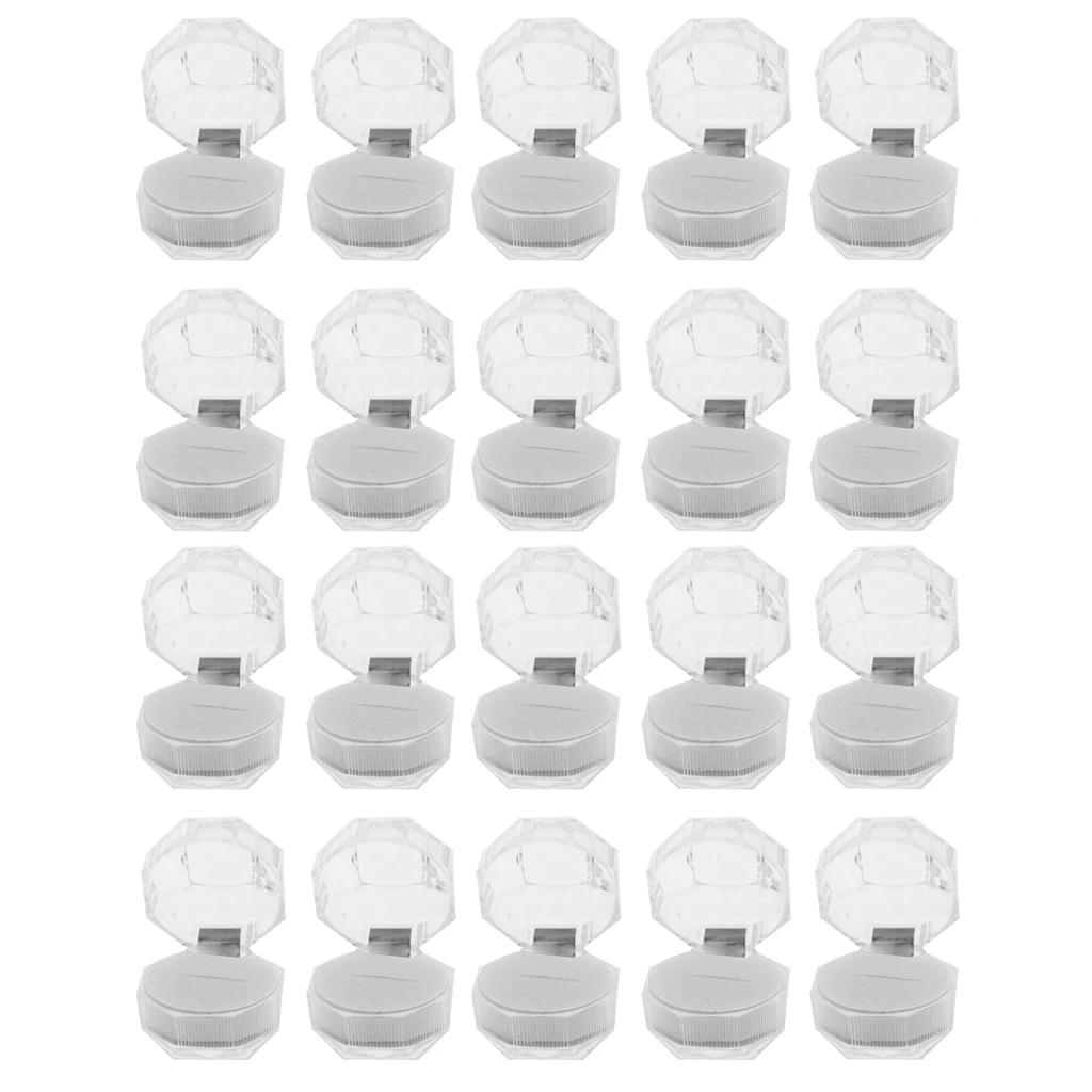 20 Pieces Acrylic Ring Earrings Jewelry Storage Box Display Holder Gift Case