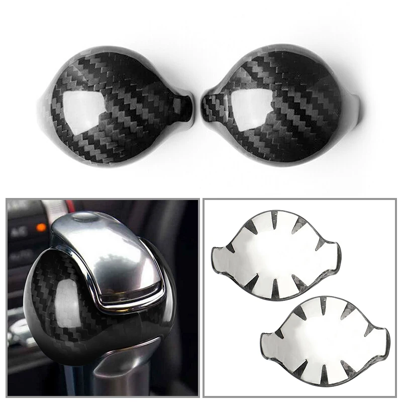 CITALL 2PCS Carbon Fiber Style Car Interior Gear Shift Knob Trim Cover