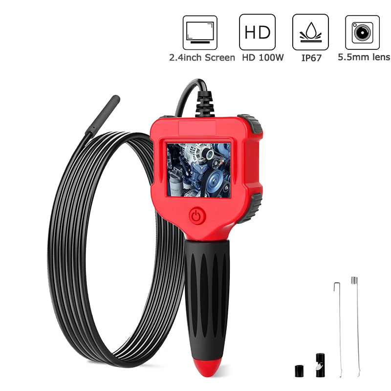 2.4Inch LCD Screen 5.5mm Digital Inspection Endoscope Camera HD IPS 6 LEDs Borescope IP67 Waterproof Snake Tube Cam | Безопасность и