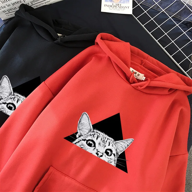 Shellsuning/осенне-зимний пуловер, свитшоты для женщин, кошка, каваи,, толстовка с карманом-кенгуру, Корейская уличная одежда оверсайз