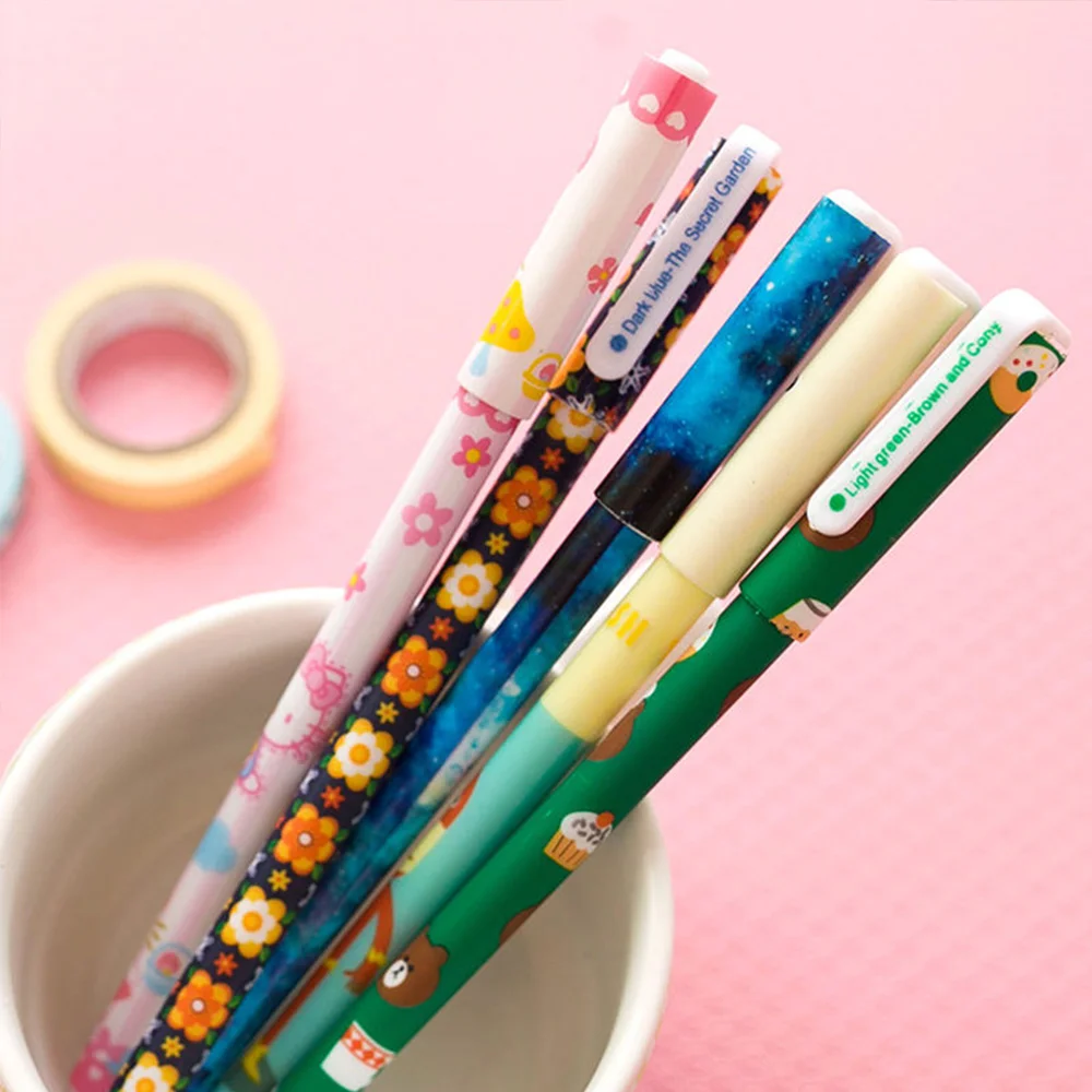 Roller Ball Pen 6pcs/Set Black/Colorful Students Writing Tool Office Accessories 15cm Creative Stationery Gift School Supplies