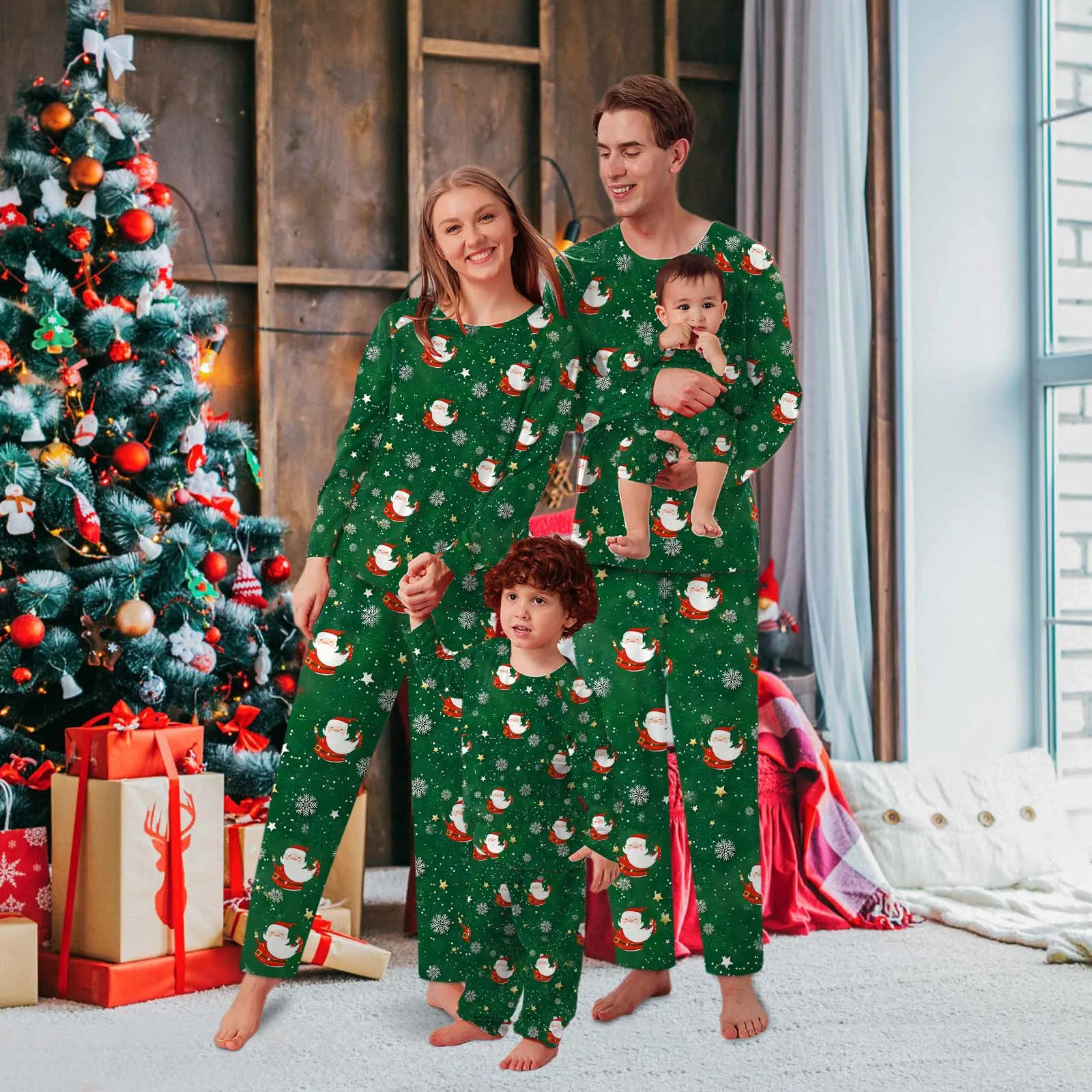 y pantalones con estampado navideño para hombre, ropa de dormir familiar, atuendo #8 - AliExpress