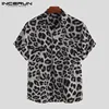 Casual Leopard Printed Men Shirt Short Sleeve Party 2022 Camisa Lapel Summer Fashion Mens Hawaiian Shirts Streetwear INCERUN 5XL ► Photo 2/6