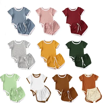 

0-24M Summer 2PCS Newborn Baby Girl Boys Clothes Short Sleeve Tops T-Shirt+Shorts Pants Baby Boys Outfit 10 Colors
