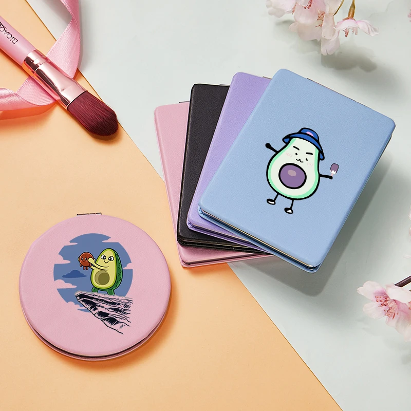 

Avocado Printed Mini Makeup Mirrors with 2 Face for Girl Luxury Magnifying Cosmetic Pocket Compact Vanity Mirror Miroir De Poche