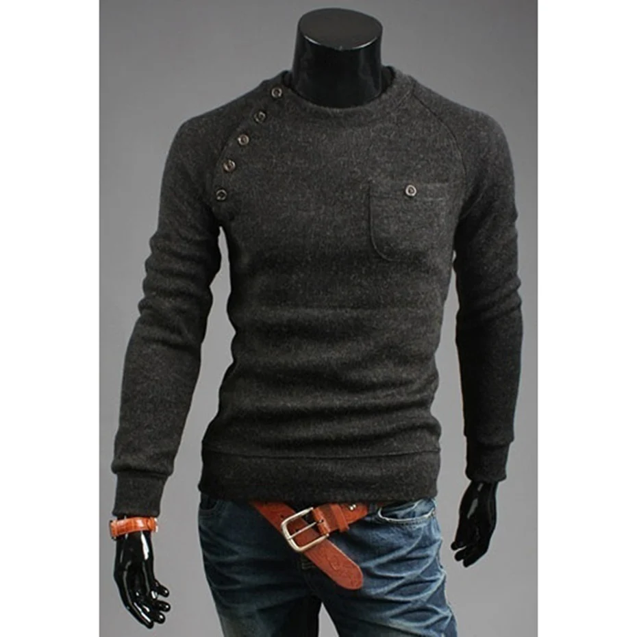 

Zogaa New Brand Men's Sweaters Fashion O-Neck Solid Color Single Pocket Design Long Sleeve Pullover Drop Shipping 3 COLOR