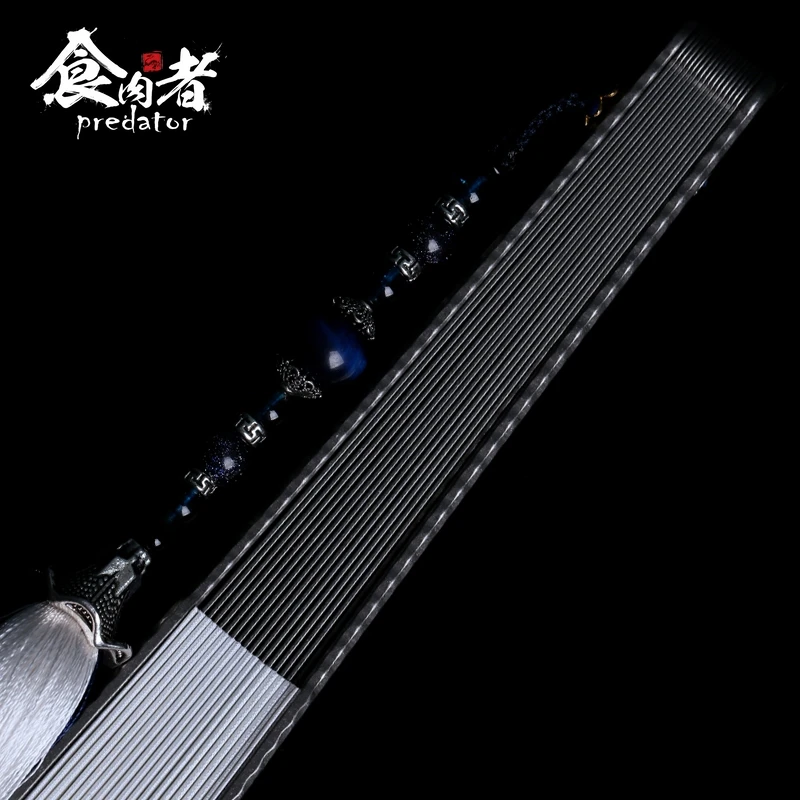 Predator Titanium-Alloy Folding Fan Crack glaze EDC Self-Defense Iron-Fan Tai Chi Kung Fu Steel Bone Fan Defense present