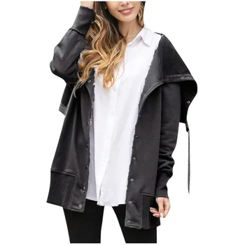

Fashion Women Solid Long Sleeve Hoodie Coat Button Tops Blouse Sweatshirt Coat Mini Party Vestidos Plus Size 5XL Drop shipping