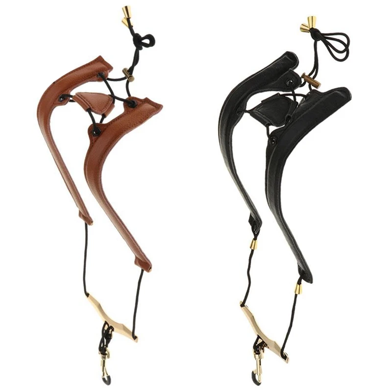 Adjustable Leather Saxophone Shoulder Neck Strap With Buckle Width 24mm