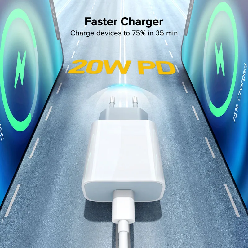 Быстрое зарядное устройство BaySerry USB C PD для iPhone 12 Pro Max 11 Xr Xs 20 Вт QC 3 0 4 EU Type Samsung