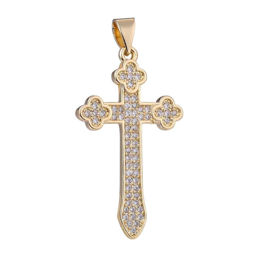 Juya DIY 18K Echtgold vergoldet Großhandel Christian Kreuz Charms für handgemachte Weihnachten religiöse Rosenkranz Anhänger Schmuckherstellung – Detail 28