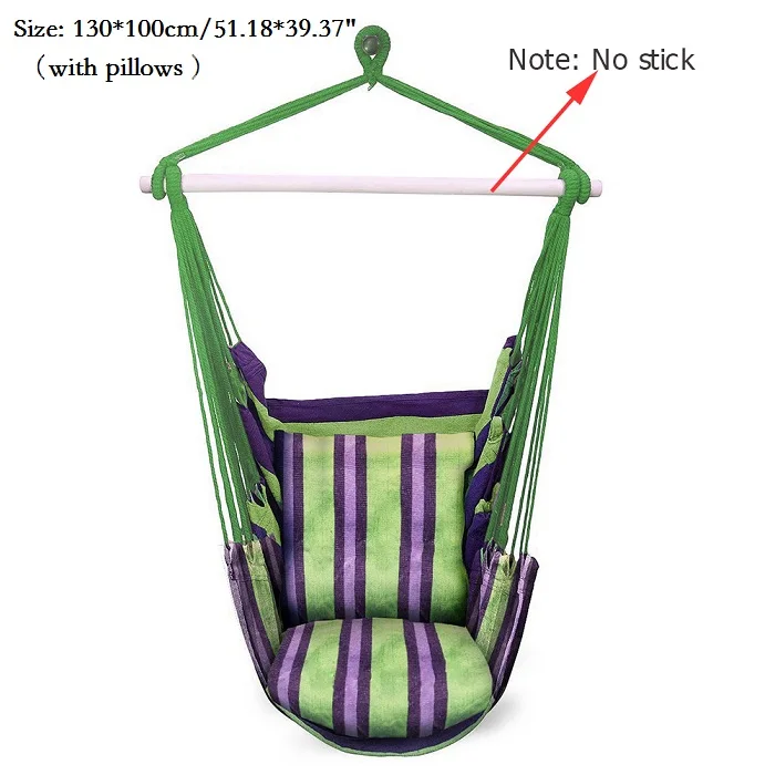 No Stick with pillow Садовый гамак для взрослых, детский стул, подвесное кресло, качели, гамак с 2 подушками, качели, стулья - Цвет: No Stick with pillow