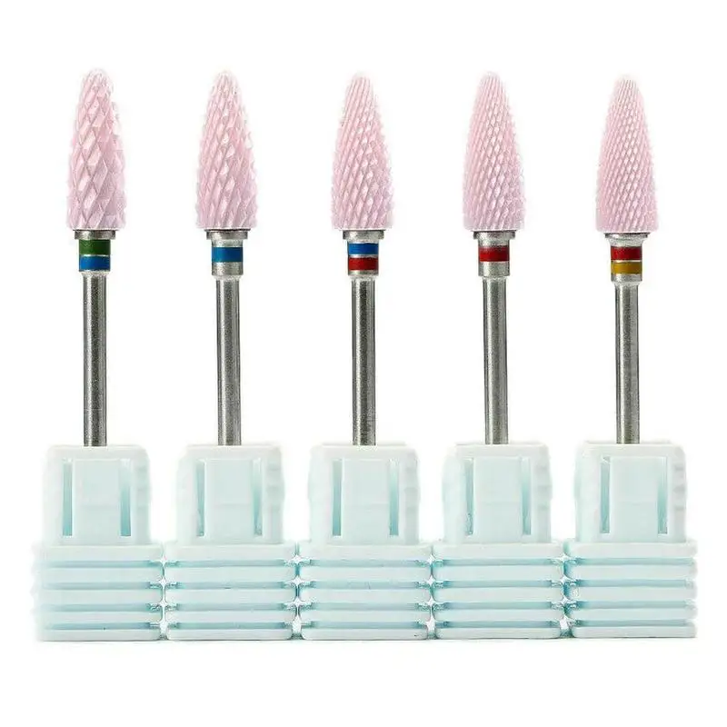 

5 Type Ceramic Nail Art Grinding Drill Nail Manicure Tools Bits Bullet Bit Electric Manicure Mill Tip