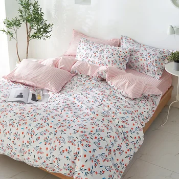 

Korea Floral print bedding set duvet cover sheet pillowcase Bed linen queen twin king size bedspreads for beds