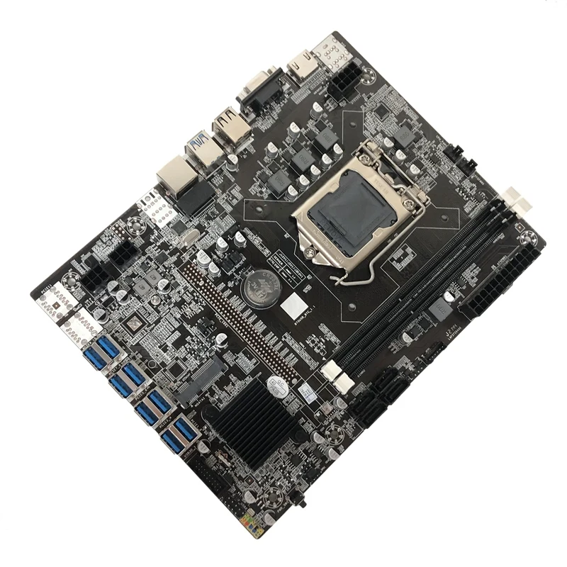 B75 BTC Mining Motherboard+G1610 CPU+SATA Cable+Switch Cable LGA1155 8*PCIE to USB DDR3 B75 USB BTC Miner Motherboard good pc motherboard