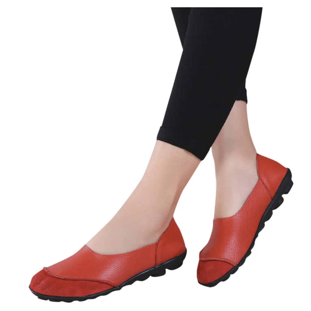 Женские однотонные мягкие туфли на плоской подошве; удобная обувь из натуральной кожи; женская обувь для медсестры в стиле ретро; балетки; большие размеры