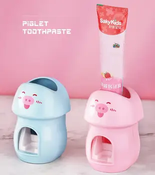 

SqueezersBathroomAccessories Automatic Toothpaste Dispenser Dust-proof Toothbrush Holder Wall Mount Stand Piggy Shape Toothpast