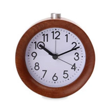 

Desk Alarm Clock Vintage Retro Round Solid Wood Creative Mini Small Silent Home Garden Supplies