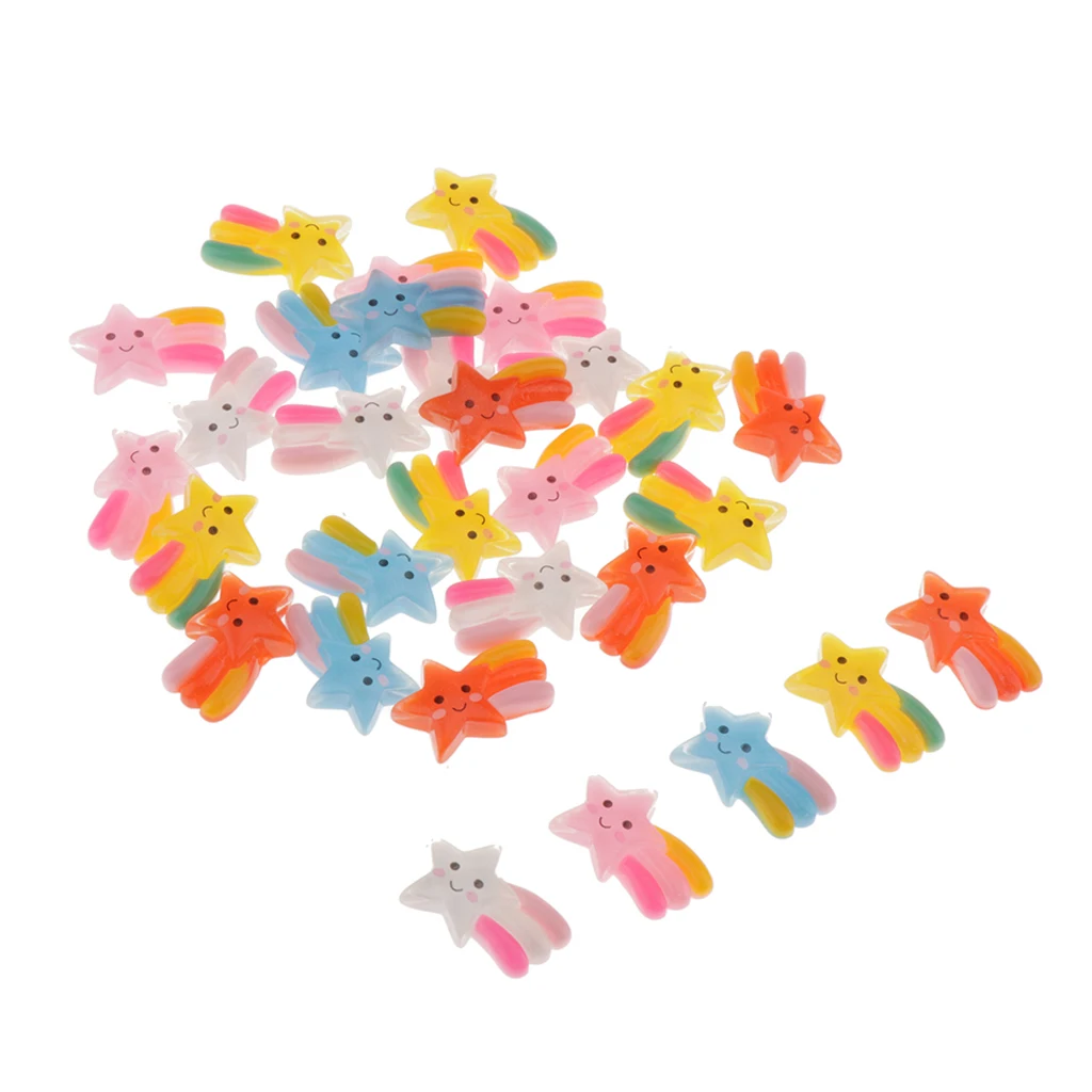 30 Pieces Slime Charms Cute Set Mixed Star Shape Resin Flatback Slime Beads Making Supplies for DIY Scrapbooking Crafts