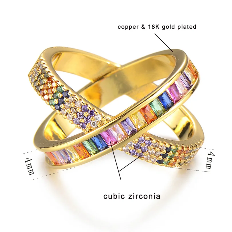 Pipitree трендовые циркониевые кольца CZ Pave Setting X shape двойное кольцо на палец Женское Обручальное кольцо для женщин ювелирные изделия