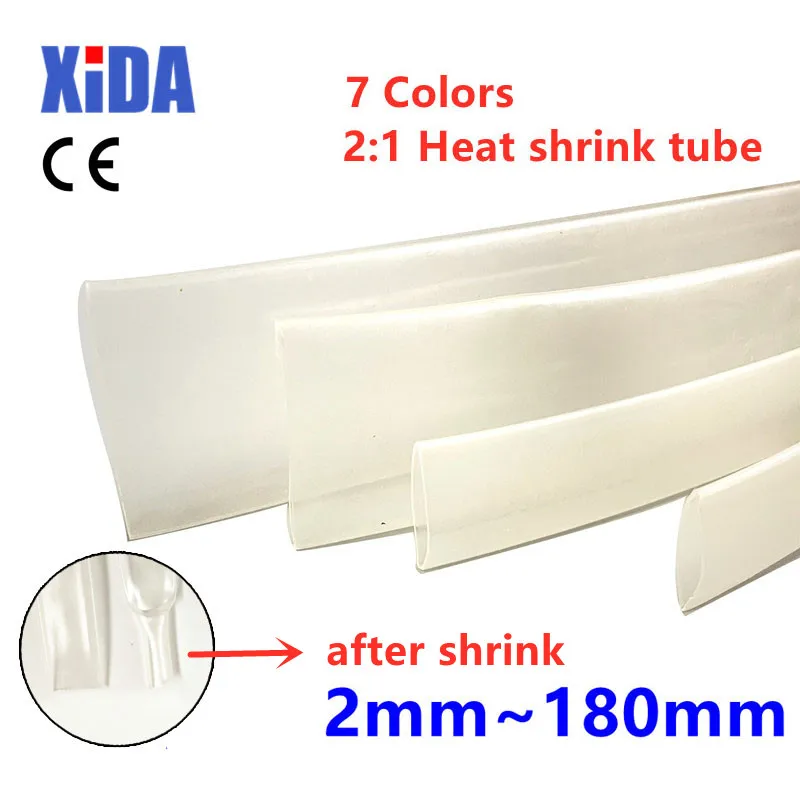 1Meter 2:1 Heat Shrink Tube Transparent Clear Black Shrinkable Tubing Wrap Wire Kits Sell Connector Cable Sleeve DIY Repair |