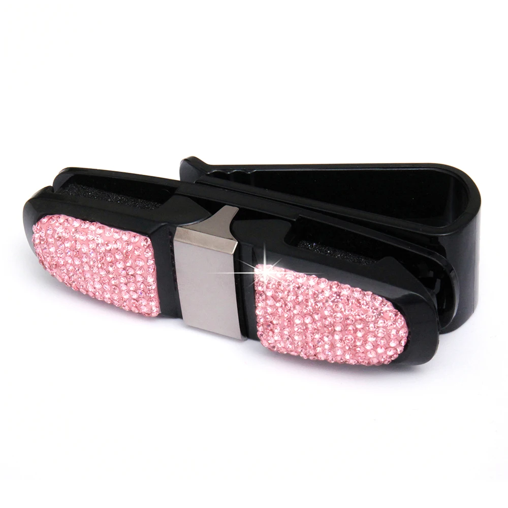 Car Sunglasses Holder Bling Sunglasses Holder Clip Diamond Rhinestone Shining 180 Degree Rotation Glasses Holder for Car
