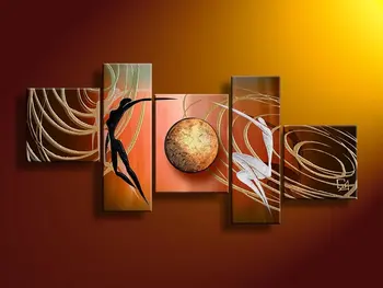 

Handmade 5 Piece Abstract Group Oil Painting Hand-Painted Modern Canvas Wall Art for Living Room Wall Decor Home Decoration
