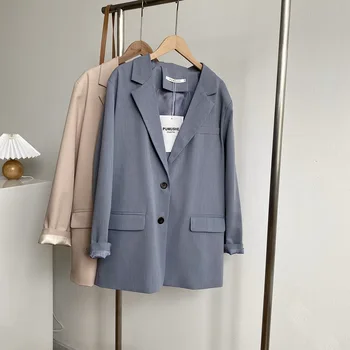 

Brand Fashion Women's High-end Luxury Spring Solid Color Loose Long-sleeved Blazer Coat