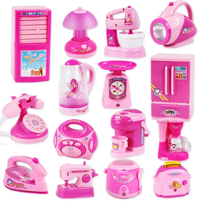 Mini Size Household Appliances Kitchen Toys Children Pretend Play Kitchen Accessories Toy Toaster Cooker Toys for Girls 4