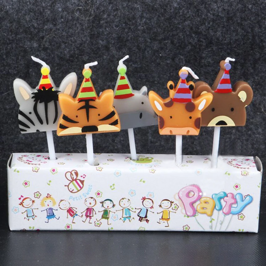 

5PCS/Set Cute Carnival Animal Party Candles Cake Cupcake Decoration Candles for Kid's Birthday Party Special Days Festivals