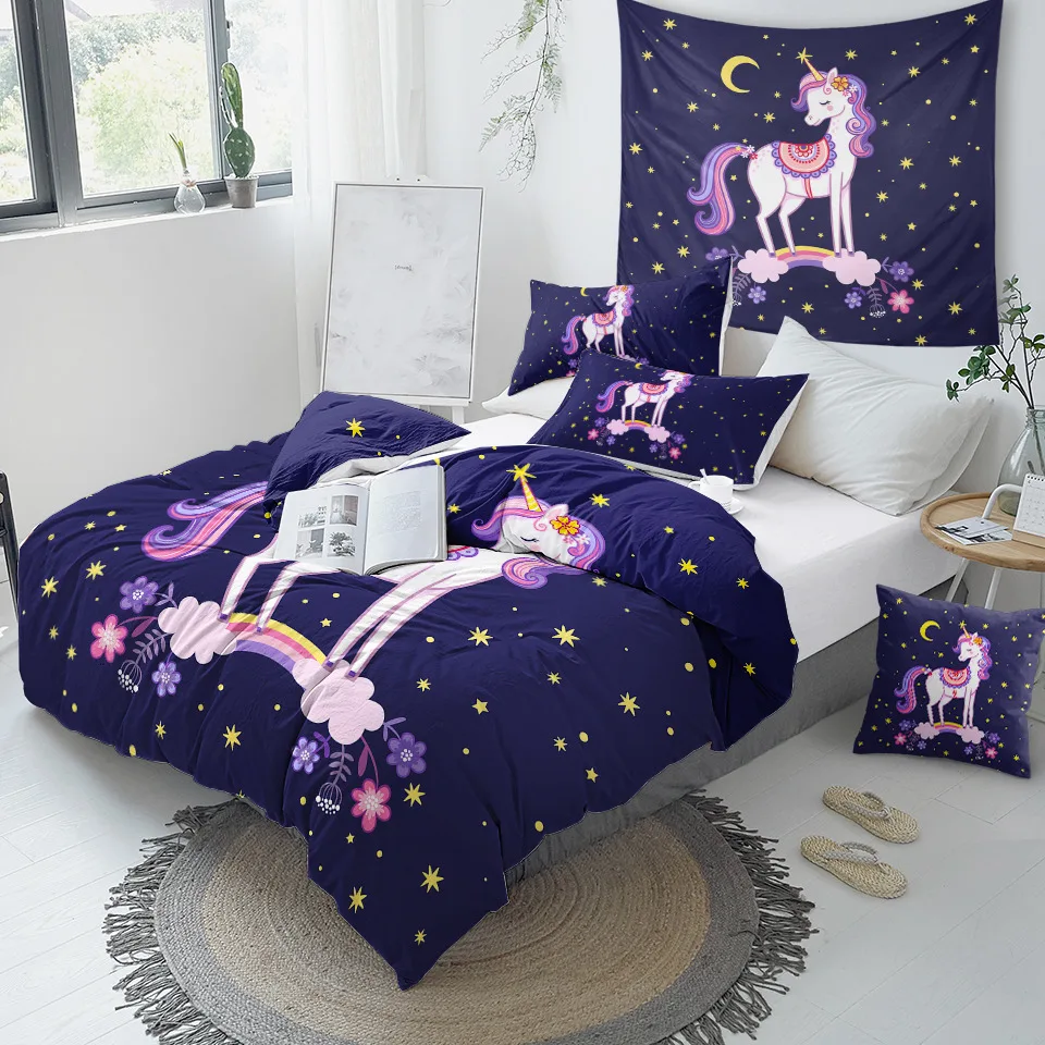 Unicorn Pink Kids Duvet Cover Bedding Set Unilovers