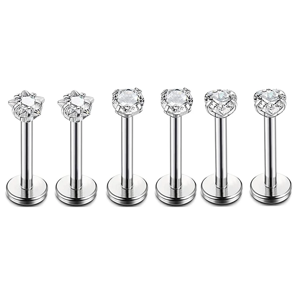 

120 шт стальной камень кластер уха Tragus спиральный для хряща пирсинг серьги губная серьга-гвоздик Бар Кольца для губ пирсинг сексуальные женские ювелирные изделия 16G
