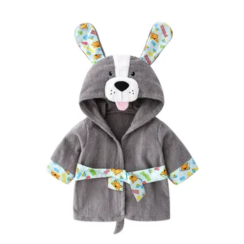 

Baby Pajamas Towel Robe CHILDREN'S Pure Cotton Spring And Autumn Cartoon Nightgown One-piece Bathrobe Household Bathrobe Robe