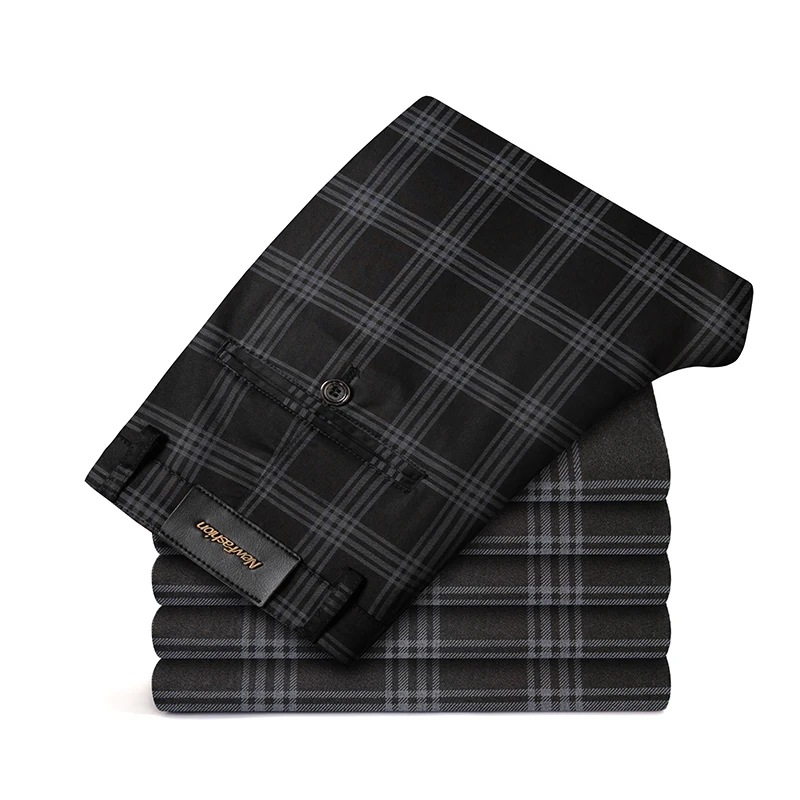 Casual Pants Formal Trousers Men's Plaid Casual Pants Business Fashion Slim Stretch Male Skinny Trousers 7 Color 2025 Spring