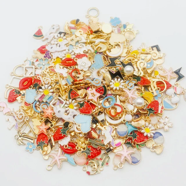 30pcs DIY Cute Mixed Enamel Charms Metal Animal Beads Vintage Bracelet Pendant Necklace Accessories for Jewelry Making Findings Enamel Charms