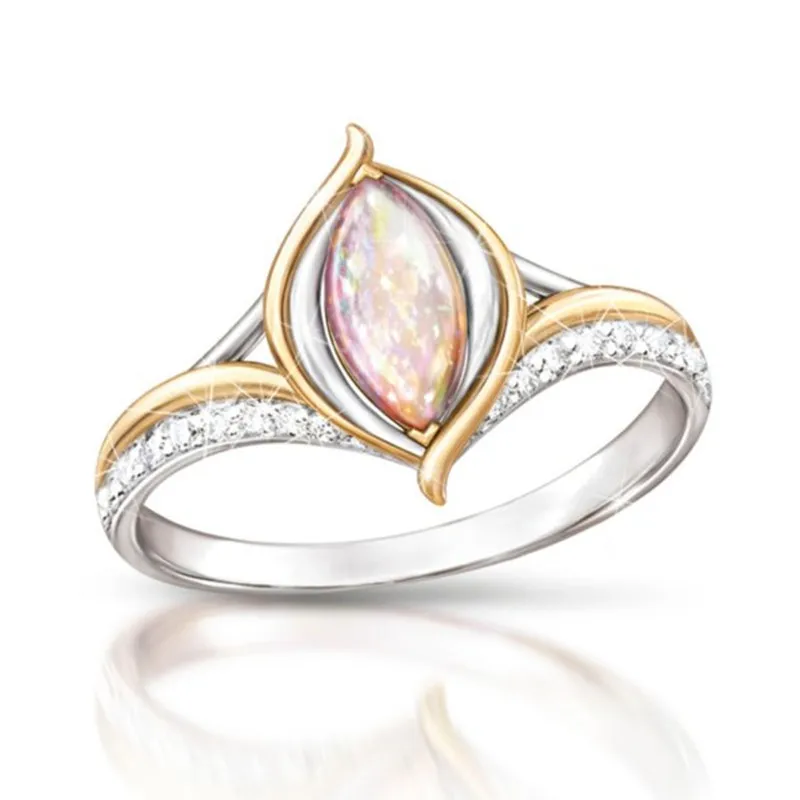 Двухцветное очаровательное циркониевое кольцо с конским глазом Женское