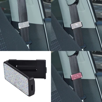 

2PCS Car Seat Belts Clips Safety Adjustable Auto Stopper Buckle Clip Crystal Rhinestones Seatbelt Clips Auto Shoulder Neck Strap