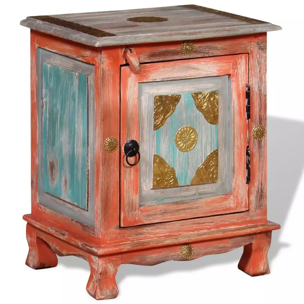 VidaXL Storage Cabinet Living Room Furniture Orange Mango Solid Wood Bedside Table Retro Endtable Chest of Drawers Durable |