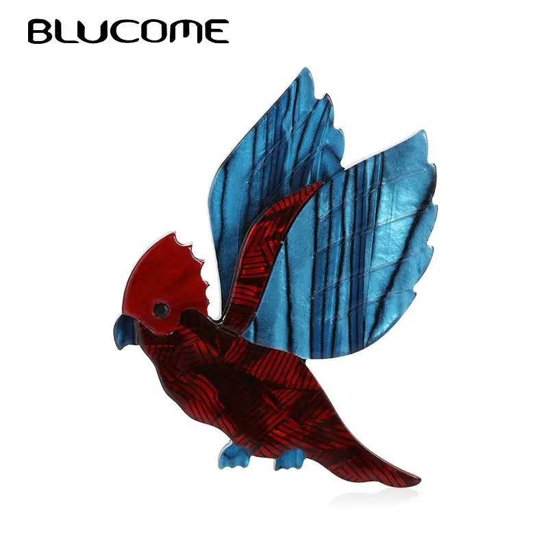 

Blucome Handmade Acrylic Parrot Bird Shape Brooches For Women High Quality Animals Brooch Lapel Pin Sweater Bag Suit Accessories