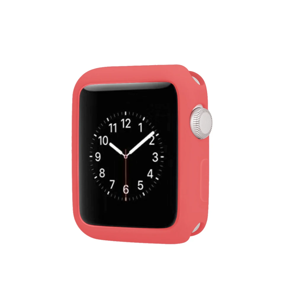 Мягкий силиконовый чехол-бампер для Apple Watch серии 1 2 3 защитная рамка для iWatch 4 5 40 мм 44 мм 42 мм 38 мм ТПУ оболочка 42 мм - Цвет: Красный
