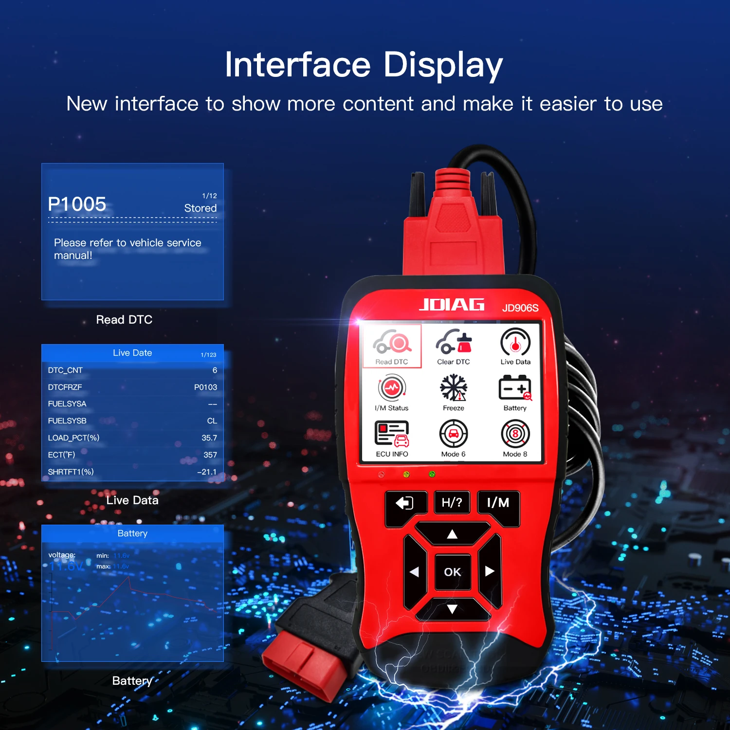 Профессиональный OBD2 считыватель JDiag JD906 автомобильный диагностический инструмент универсальный OBDII код двигателя считыватель полная функция Автомобильный сканер