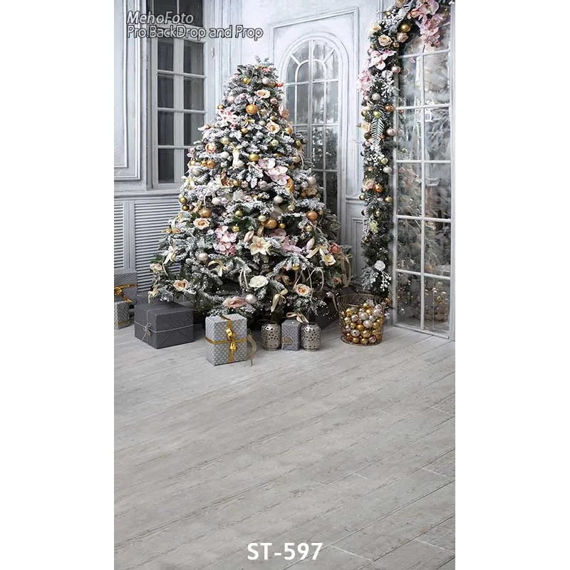Рождественский Виниловый фон для фотосъемки с компьютерной печатью Рождественская елка для фотостудии