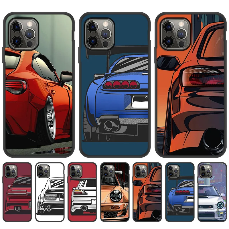 Japan JDM Sports Car Soft Case For iPhone 12 Pro Max Case Coque iPhone11 11 Pro 13 Mini XR XS Max X 7 8 Plus SE 2020 6s 5s Cover 13 mini case
