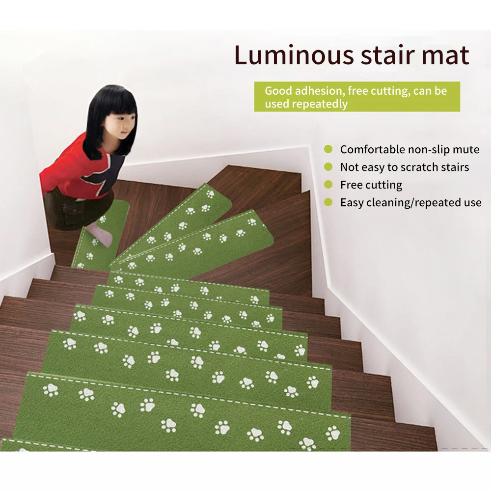 

Convenience Indoor Staircase Carpet Luminous Stair Mat Cartoon Self-Adhesive Carpet Safety Non-Slip Mute Floor Mats