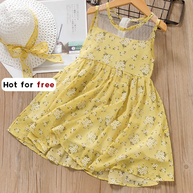 az1405 yellow Bear Leader/Коллекция года; платье для девочек; летнее платье в клетку с высокой талией; модное платье для девочек с боковой шнуровкой; украшение для От 3 до 7 лет - Цвет: az1405 yellow