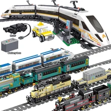 Trem da cidade série técnica com a função de energia da bateria do motor trilho trilha ferroviária blocos de construção tijolos brinquedo para as crianças presente