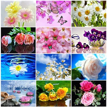 

HUACAN New Arrival Diamond Painting Full Square Flowers DIY Diamond Art Embroidery Handmade Home Decoration Gift